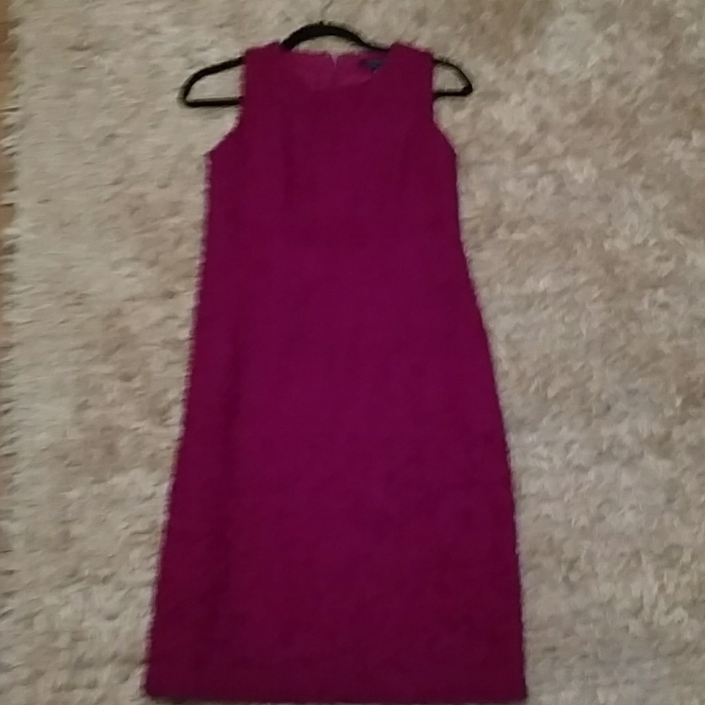 Etcete fuschia flowered fitted high end silk dress